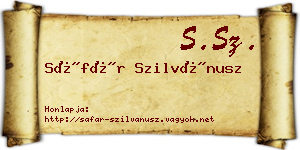 Sáfár Szilvánusz névjegykártya